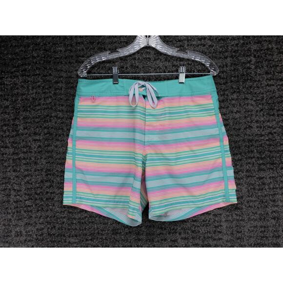 Chubbies Boardshorts Mens 32 Inseam 6" Green Pink Striped The Gum Drops Stretch - Picture 1 of 12